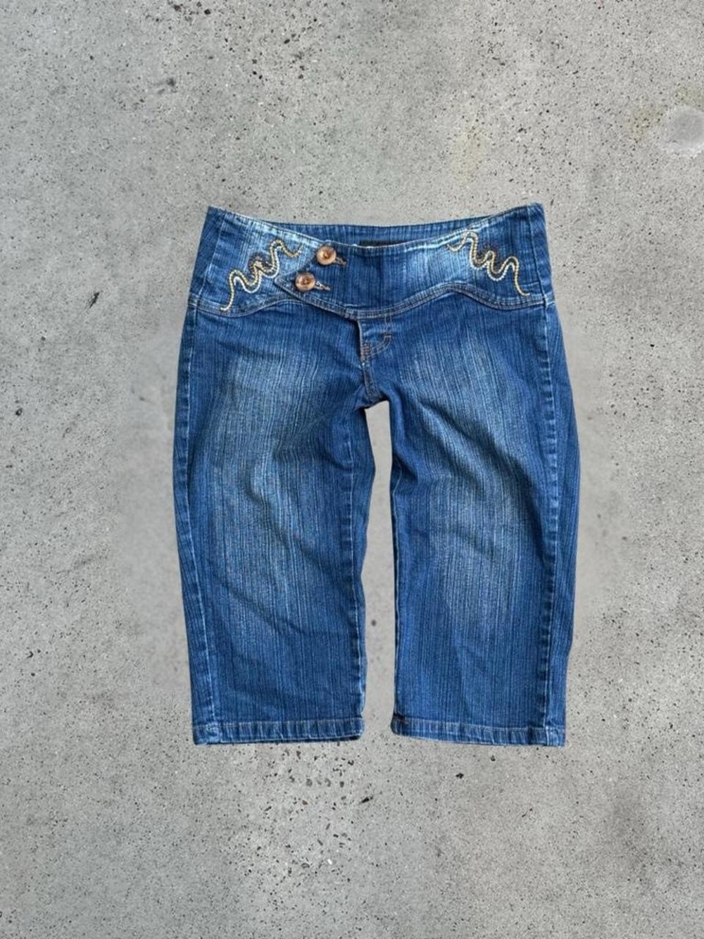 y2k low rise denim capri pants